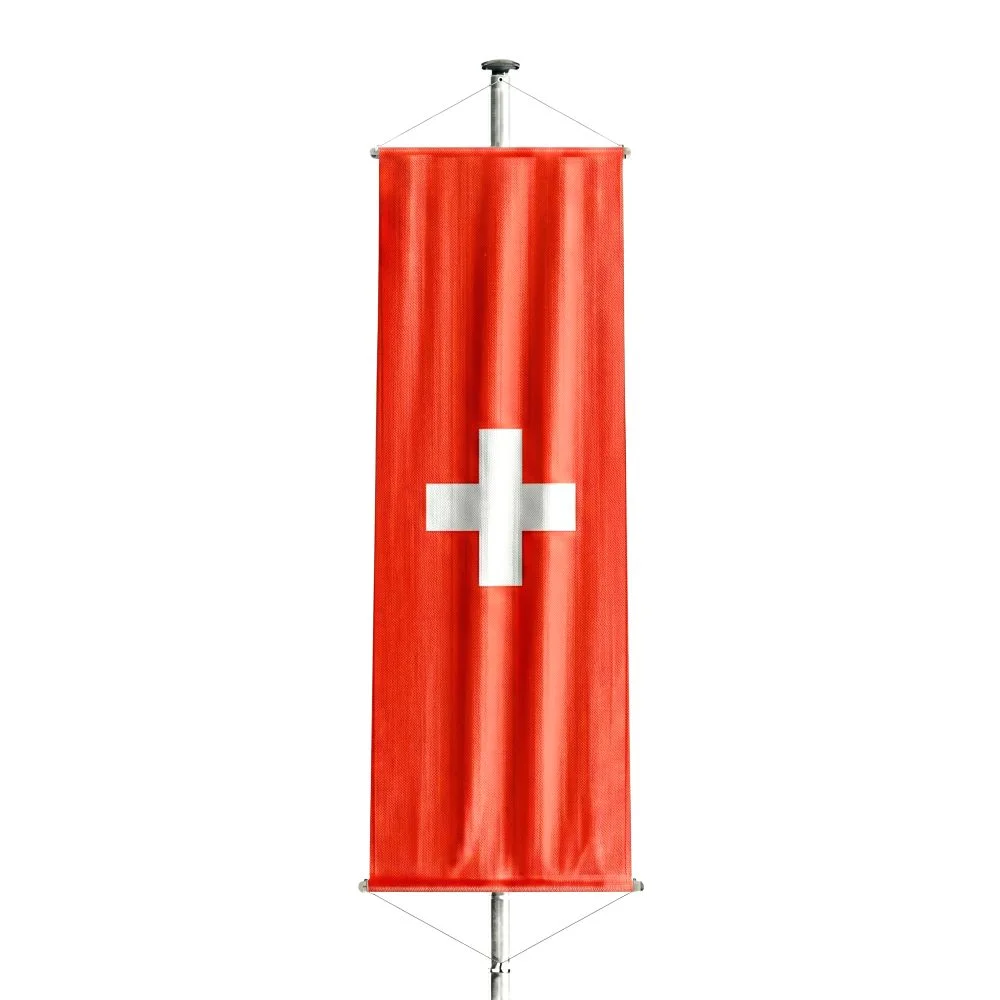 Schweizer Fahne | Bannerfahne (mit zwei Stangen)