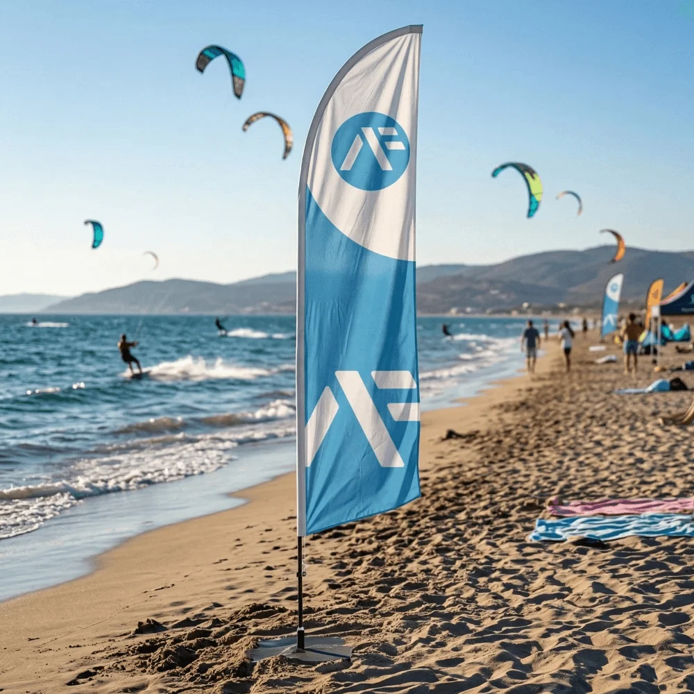 Beachflag Segelform schräg